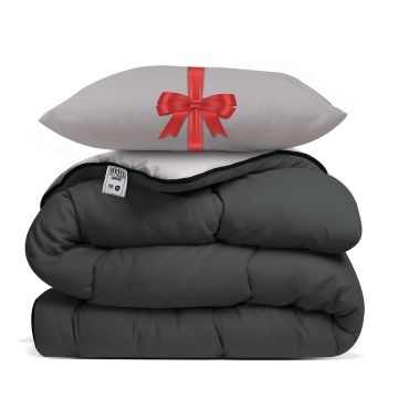 Avenue Gemak Dekbed Antraciet/Taupe plus Avenue Hoofdkussen 60x70cm Taupe