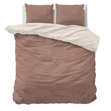 Superieur Katoenen Dekbedovertrek Taupe/Creme