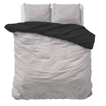 Superieur Katoenen Dekbedovertrek Zwart/Grijs