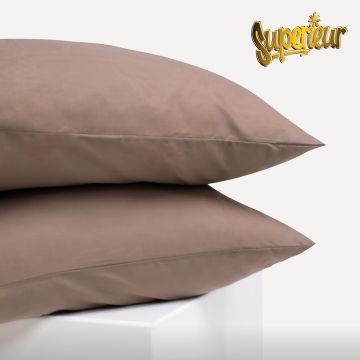 Superieur katoenen kussenslopen-set 60x70cm Taupe