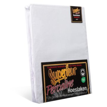 Wit katoenen percaline hoeslaken superieur.