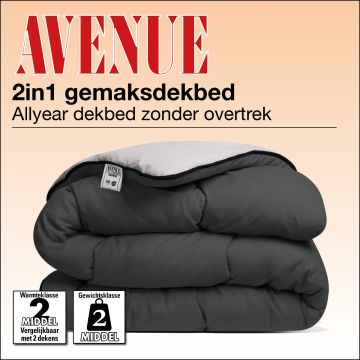 Avenue Gemak 2 in 1 dekbed. Wasbaar dekbed zonder overtrek Antraciet Taupegrijs