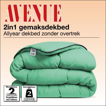 Avenue Gemak 2 in 1 dekbed. Wasbaar dekbed zonder overtrek in fris Groen 