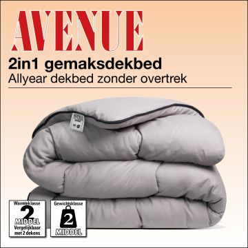 Avenue Gemak 2 in 1 dekbed. Wasbaar dekbed zonder overtrek Traupe Grijs