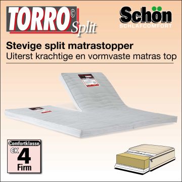 Extra stevige matras topper in de split uitvoering Torro.