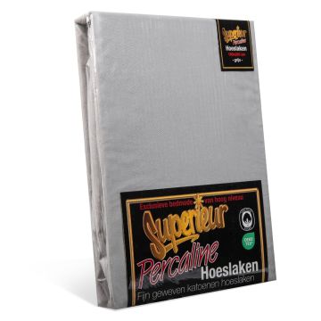 Grijs katoenen percaline hoeslaken superieur.