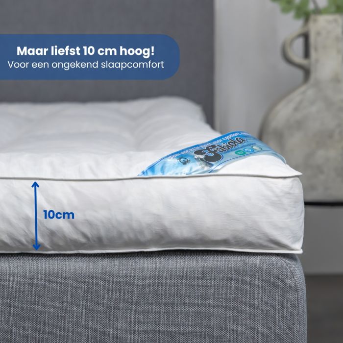 Fabiola Luxe Matrasoplegger 160x210 cm - Veren en Traagschuim Vulling - 10 cm Dik - Topper Fabiola Luxe Matrasoplegger 160x210 cm - Veren en Traagschuim Vulling - 10 cm Dik - Topper