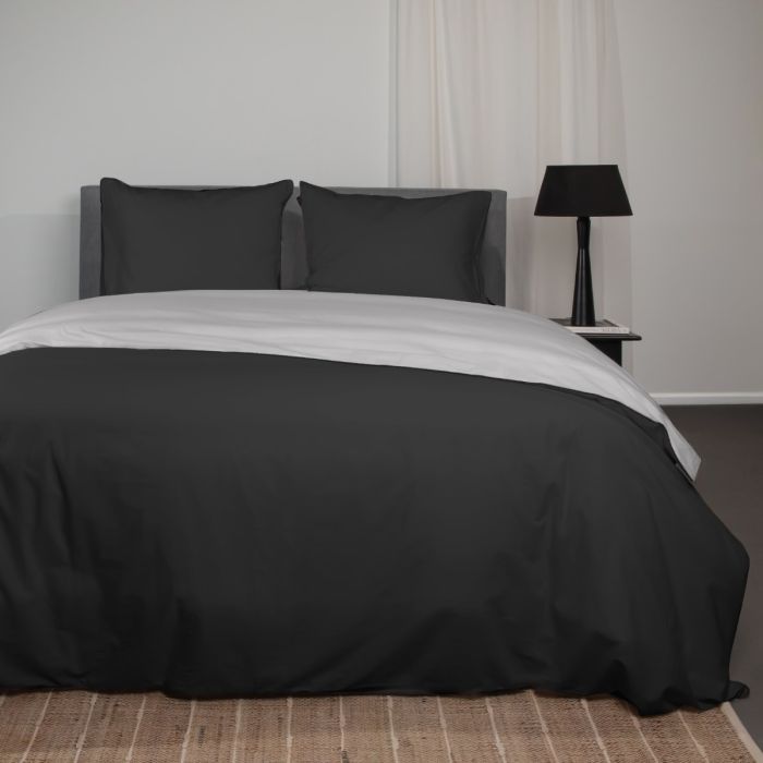 Superieur Katoenen Dekbedovertrek Zwart/Grijs