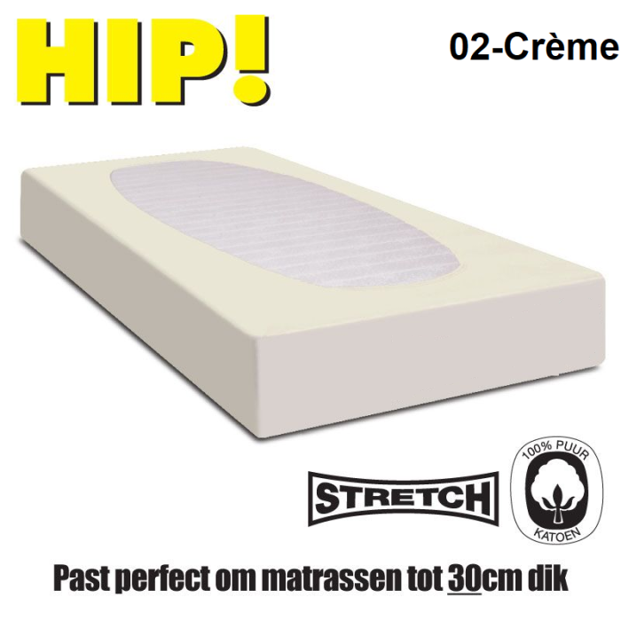 Creme kleurig jersey hoeslaken met elastiek rondom