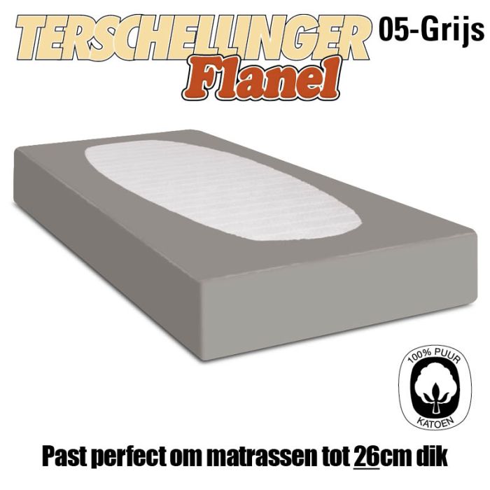 Flanellen Hoeslakens Terschellinger Grijs