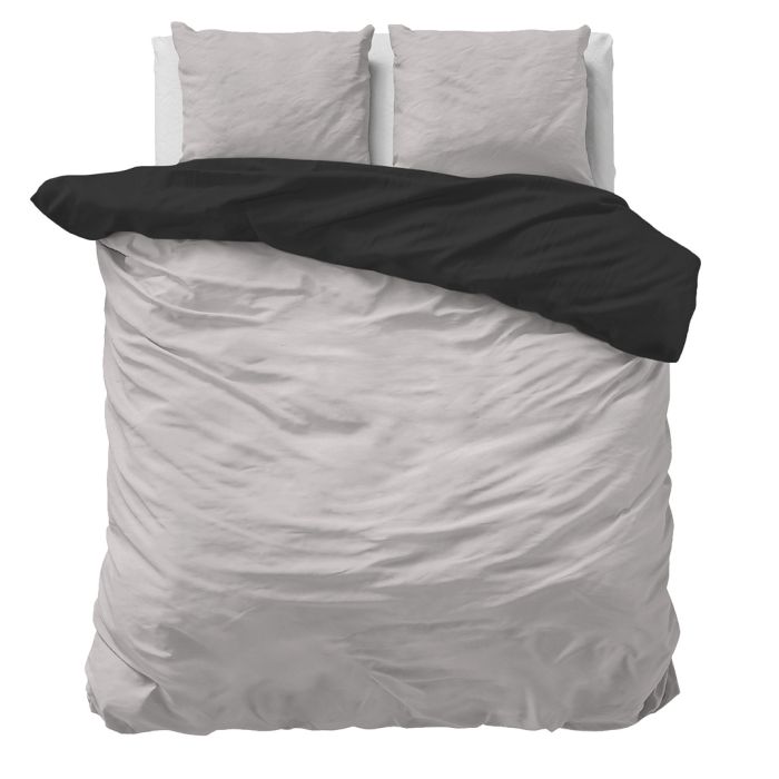 Superieur Katoenen Dekbedovertrek Zwart/Grijs