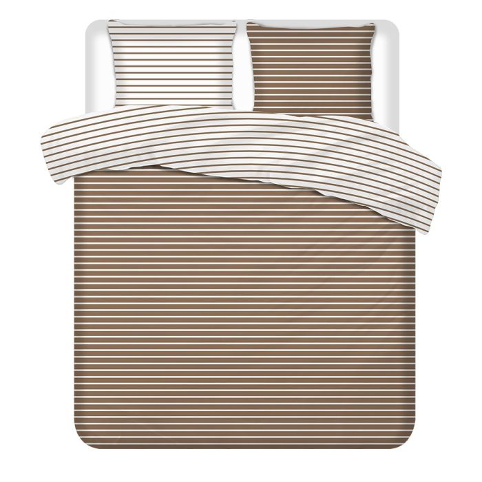 Luxueuze Terschellinger Flanellen Winter Dekbedovertrekset – Warm Zandbeige Gestreept Modern – Voor Ultiem Comfort en Warme Nachten