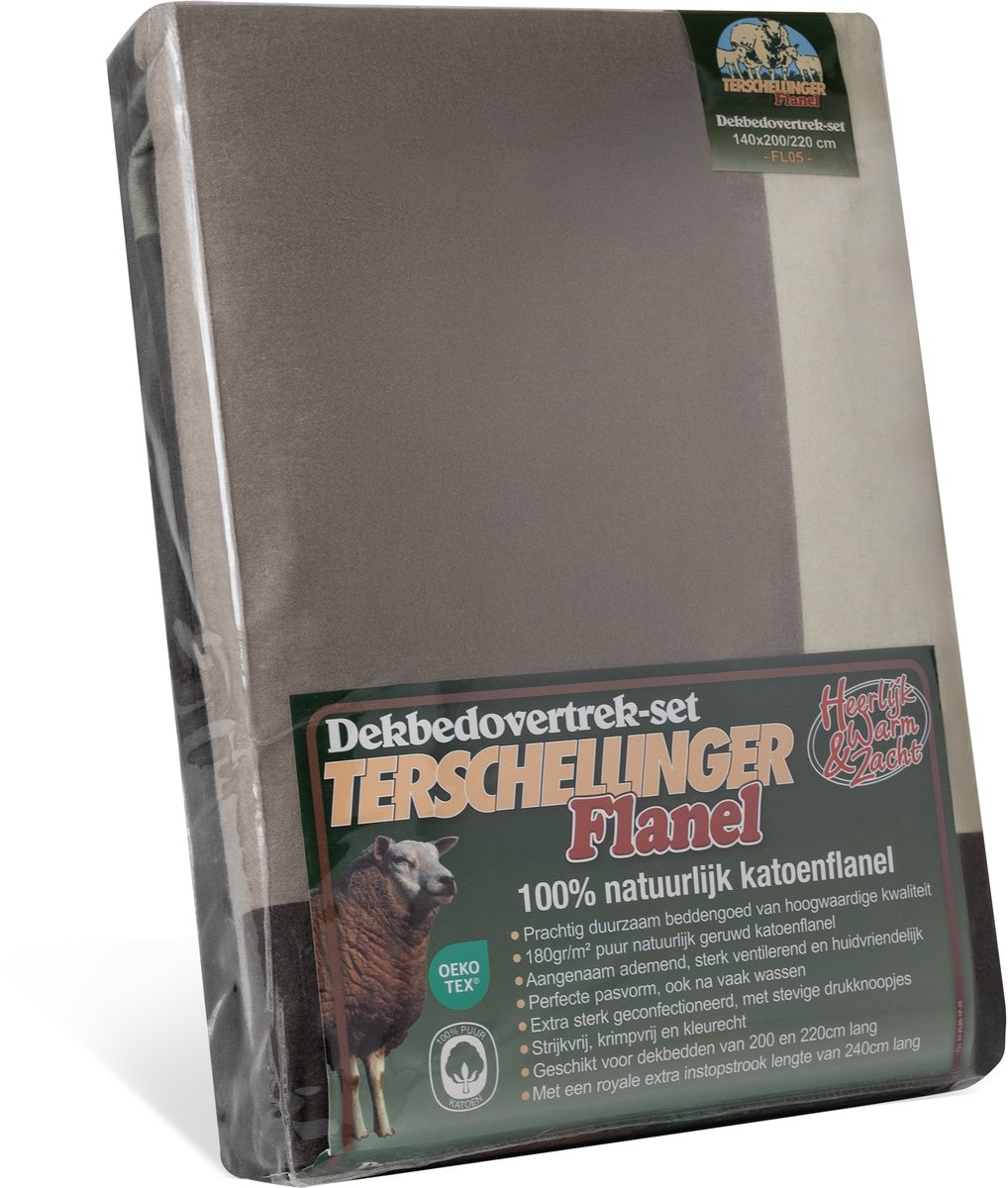 Verpakking van Terschellinger Flanel dekbedset Mordern blokpatroon FL05