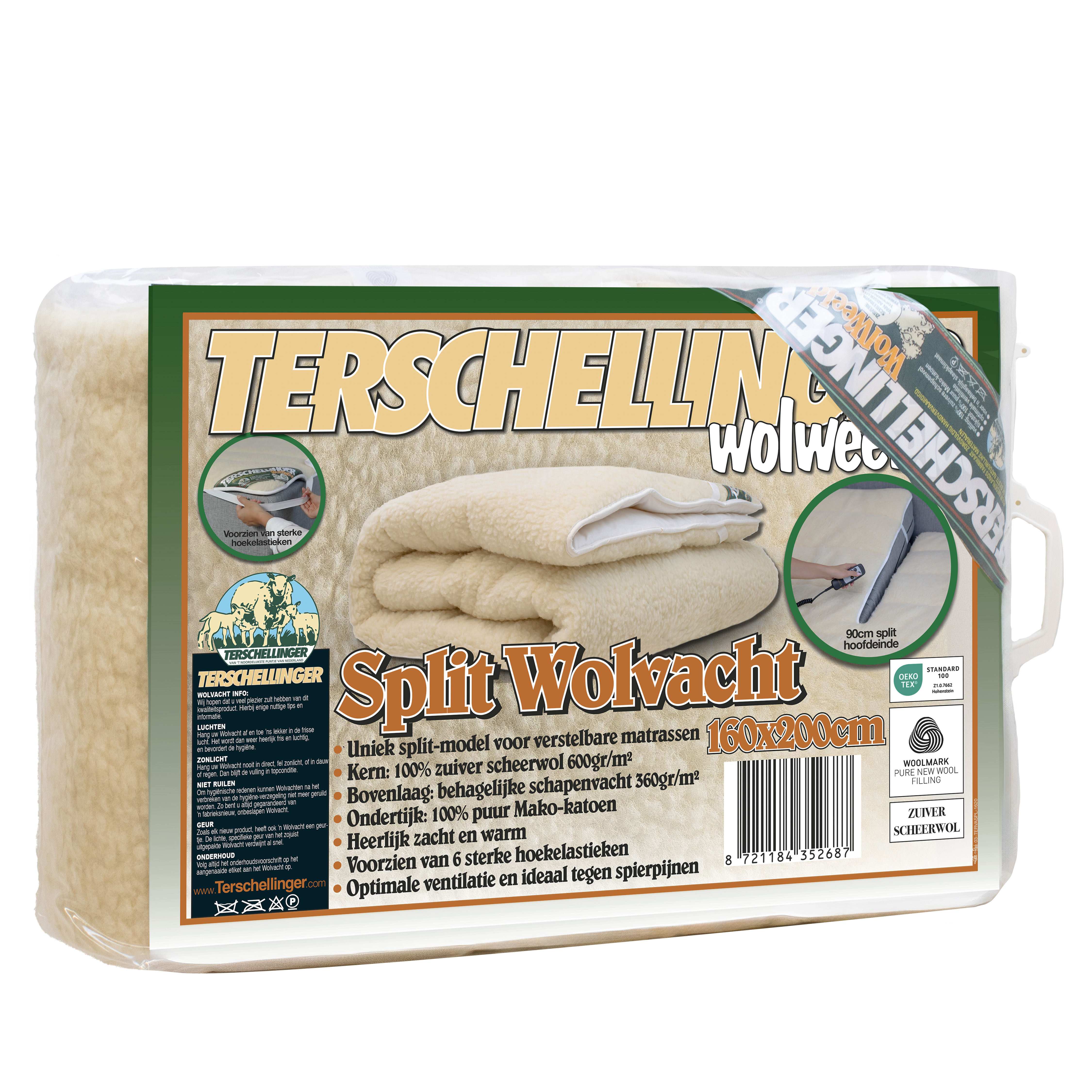 Verpakking van Terschellinger wollen Split slaapvacht onderdeken