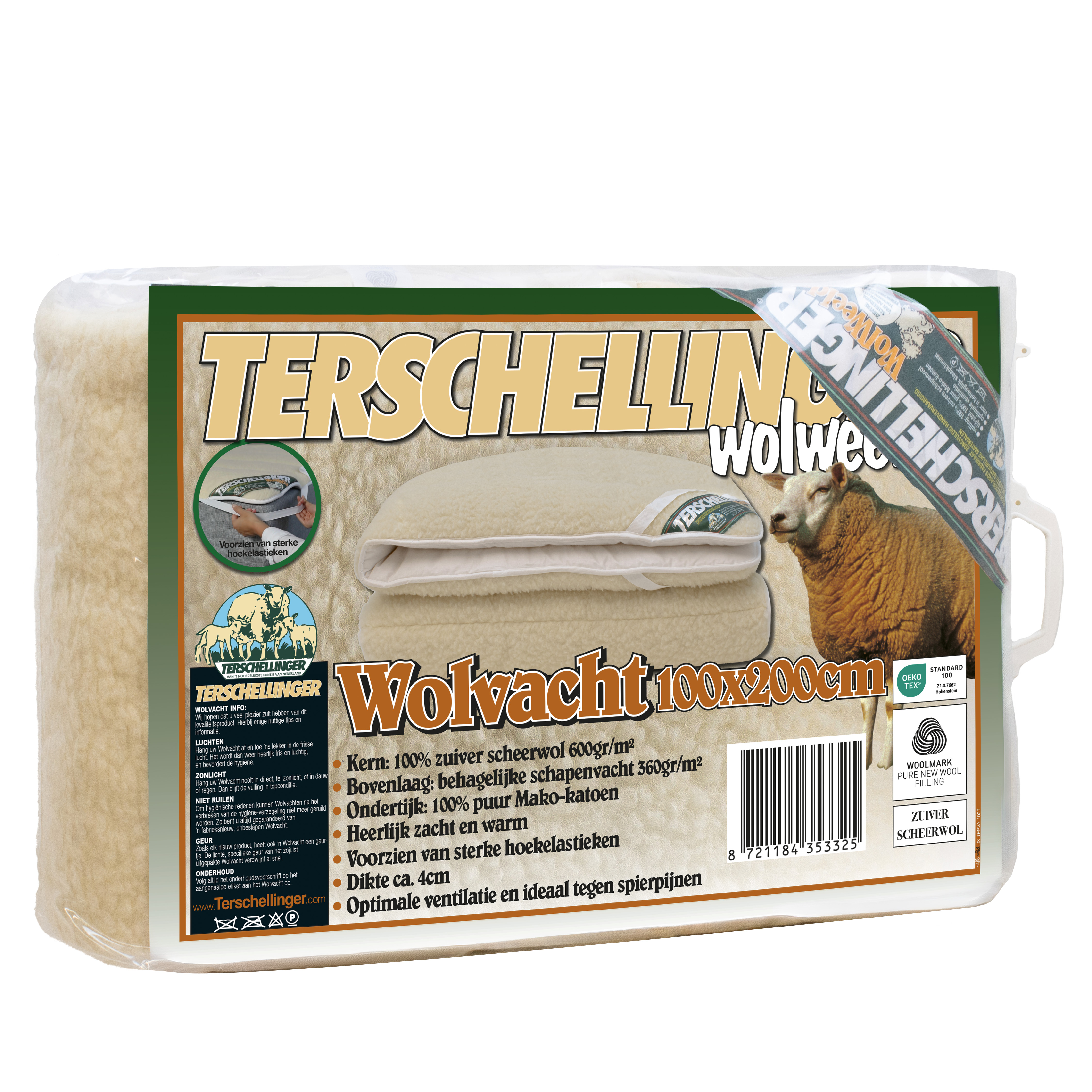 Verpakking van Terschellinger wollen slaapvacht onderdeken
