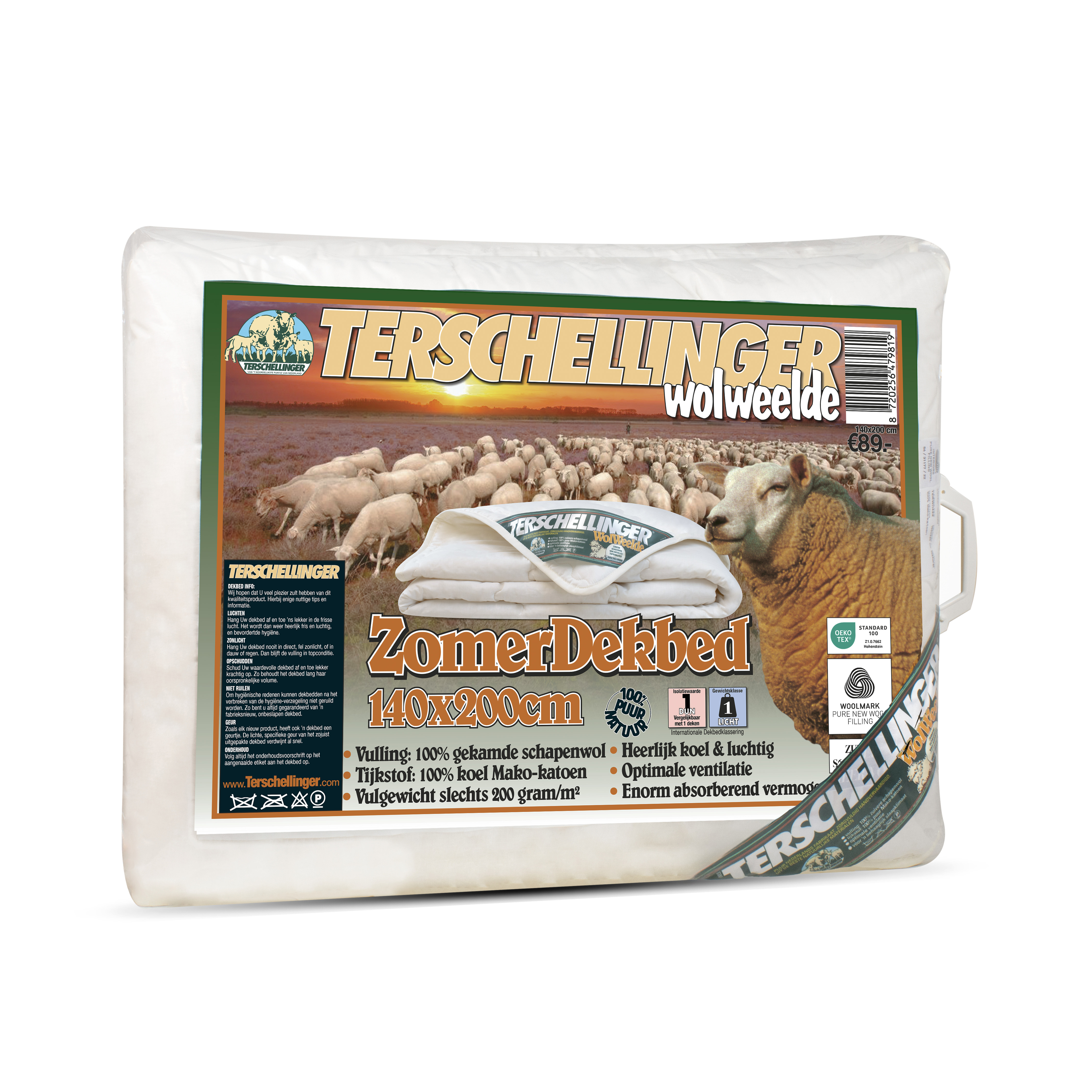 Verpakking van Terschellinger zomer wollen dekbed