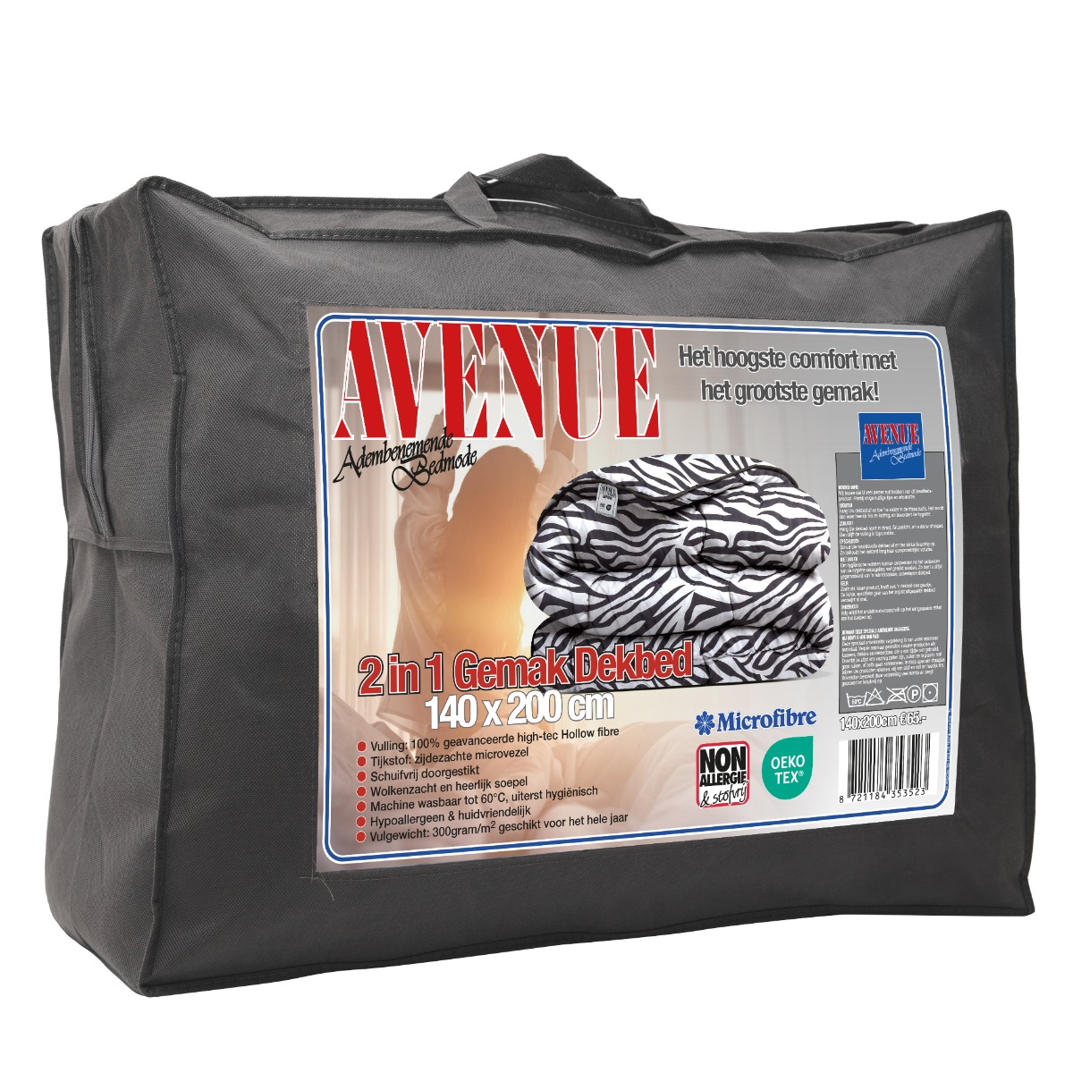 Verpakking van Avenue Gemaks 2 in 1 dekbed Zebra - Zwart Wit