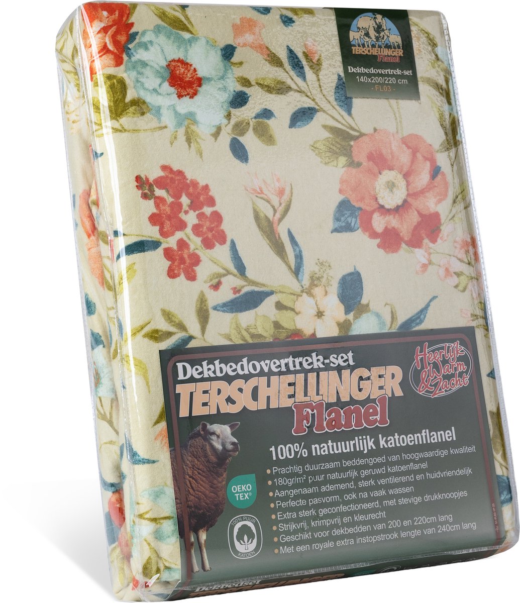 Verpakking van Terschellinger Flanel dekbedset Vintage Veldbloemen FL03