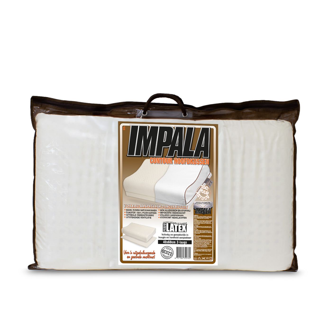 Verpakking van Impala instelbaar latex countour kussen