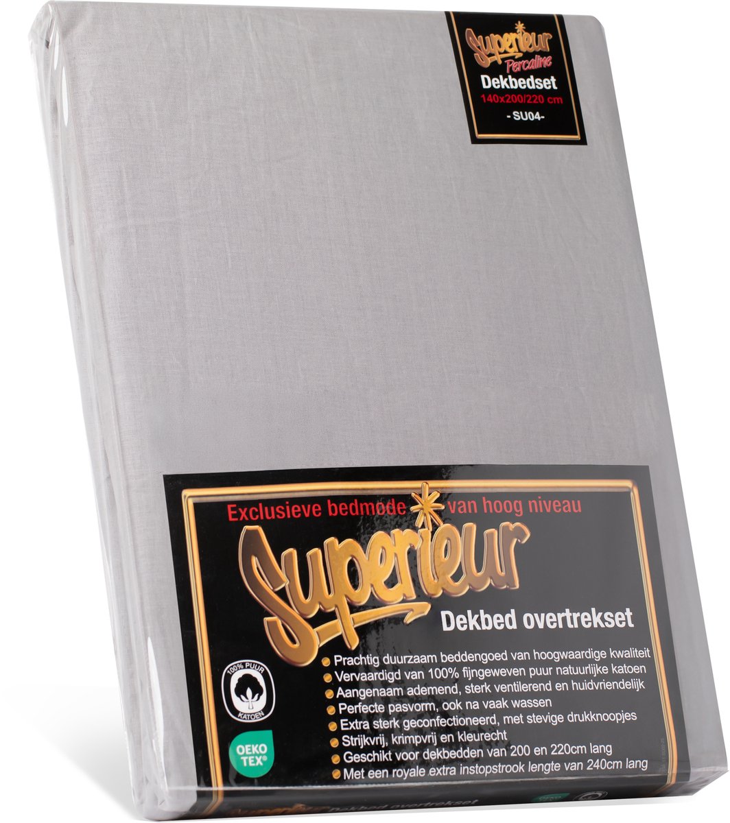 Verpakking van Superieur katoenen dekbedset twinface Zwart/Grijs SU04