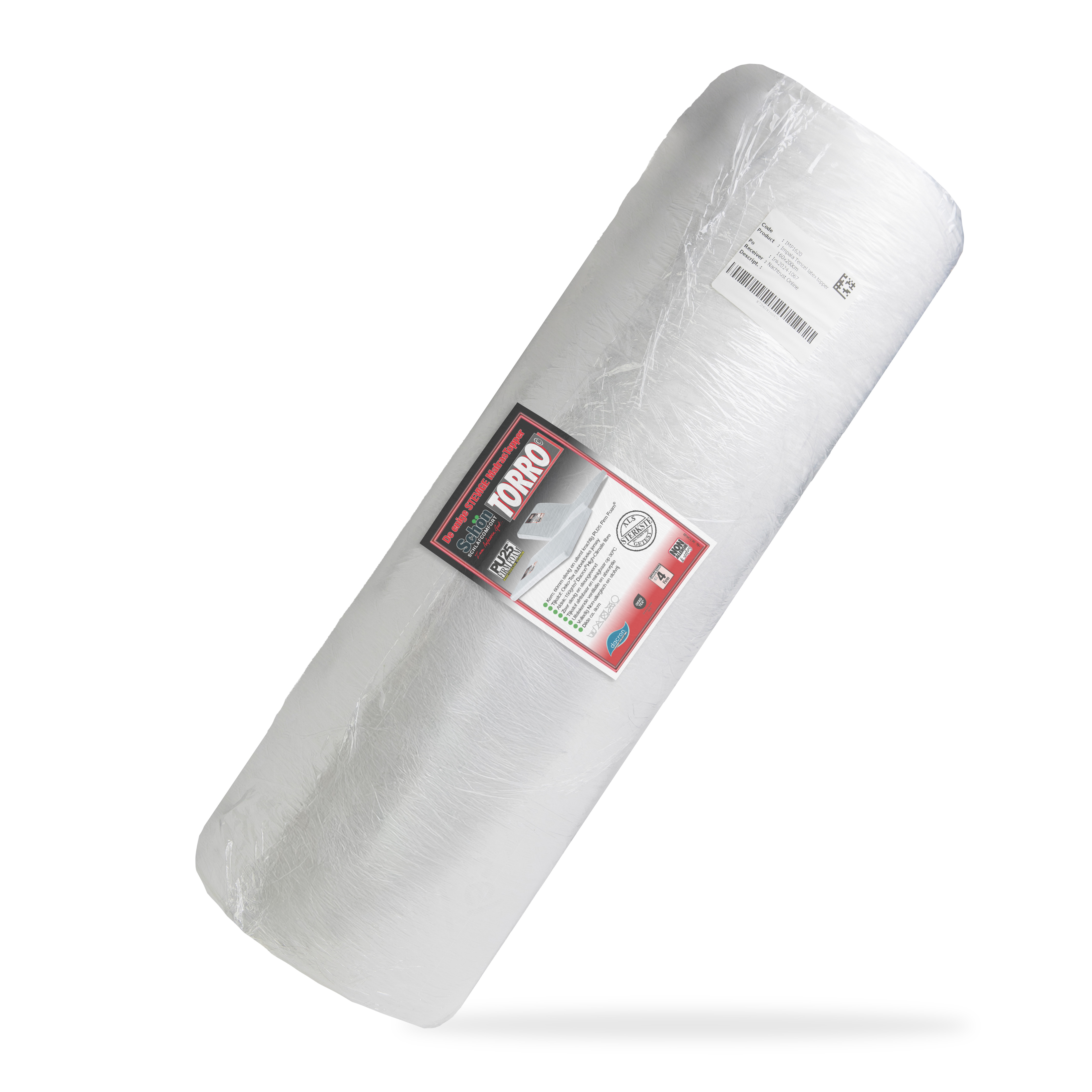 Verpakking van Torro stevige PU matras Split topper